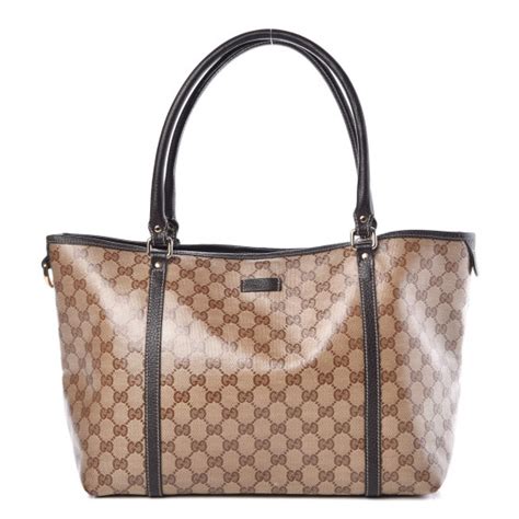 GUCCI Crystal Monogram Medium Joy Tote Beige Ebony Testa 